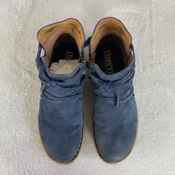 Born Tarkiln Women's Ankle Boots Size 7.5 Blue Suede Distress Booties NEW - Picture 7 of 9